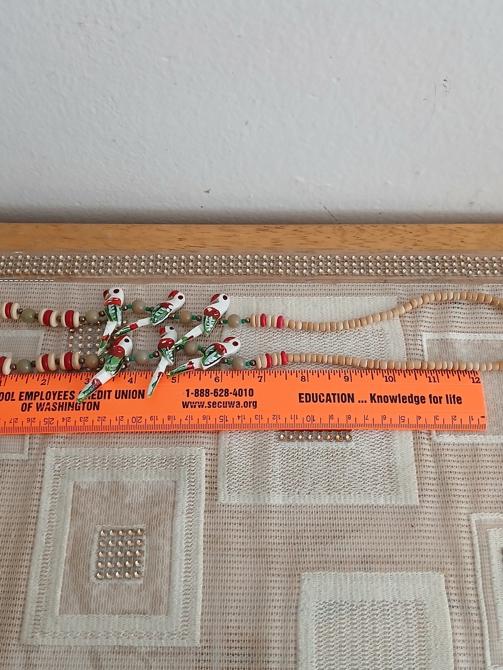 Handcrafted Parrot Bead Necklace - Red & Green Accent - Picture 5 of 7